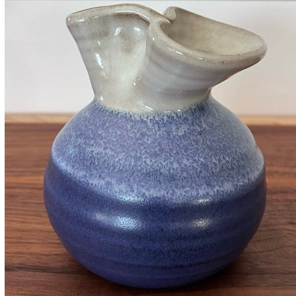 Handcrafted Art Pottery Syrup Pitcher / Flower Vase Signed Home Decor